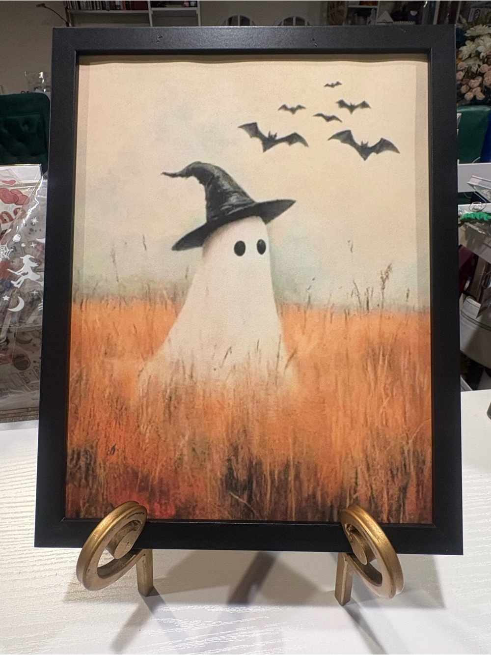 Whimsical Halloween Framed 8x10 Ghost Wall Art
